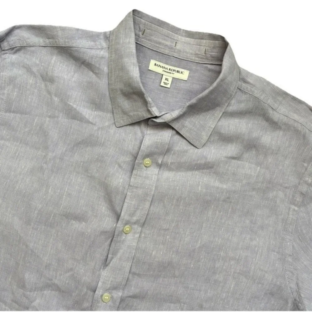 Banana Republic Standard Fit 100% Linen Dress Shirt Men XL Lavender Purple Relax